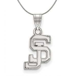 Sterling Silver San Jose State Small Pendant Necklace - 24 Inch